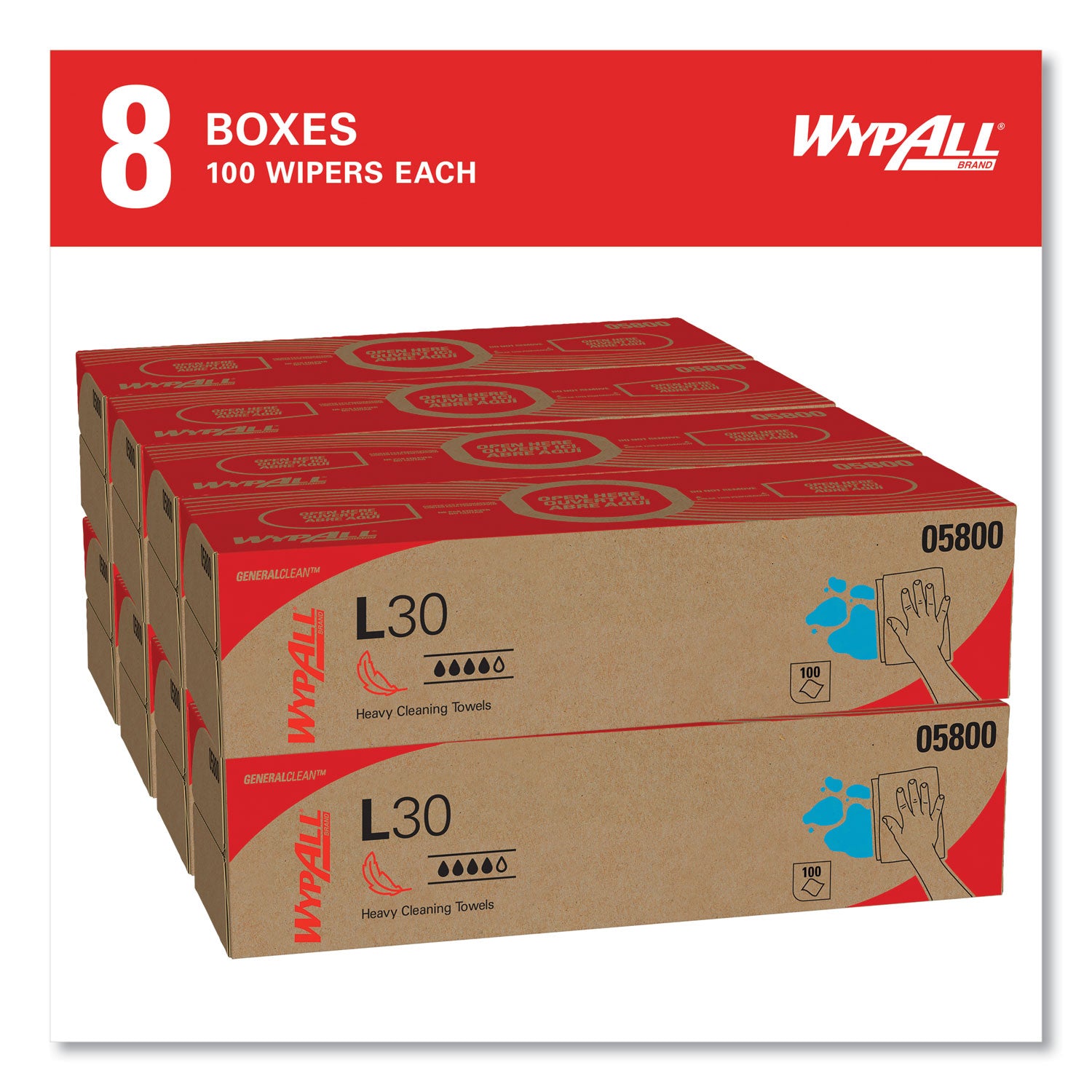 L30 Towels, POP-UP Box, 16.4 x 9.8, White, 100/Box, 8 Boxes/Carton - 