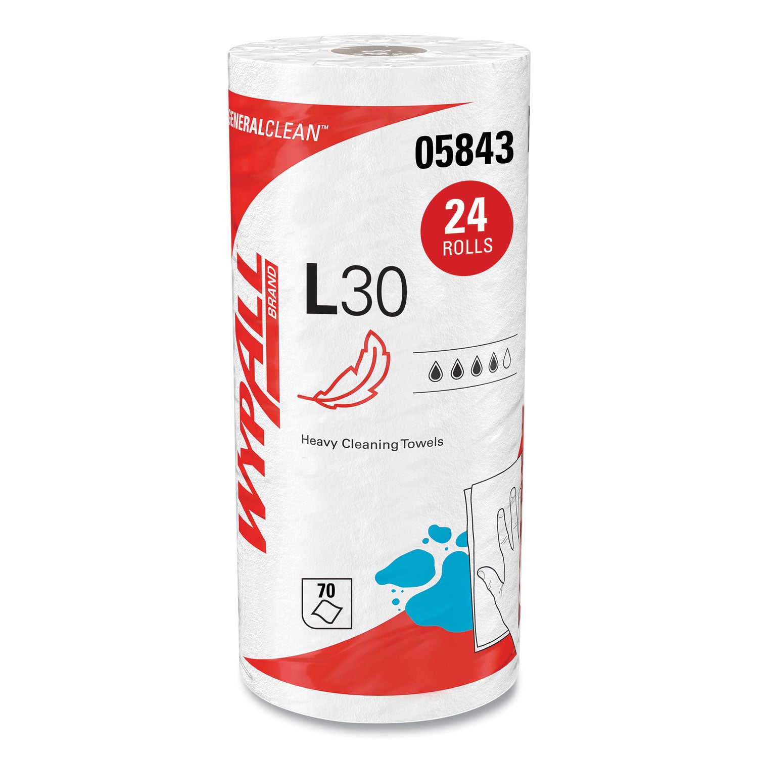 L30 Towels, 11 x 10.4, White, 70 Sheets/Roll - 