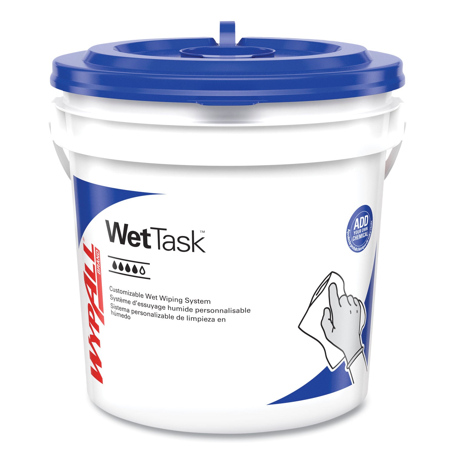 Power Clean Wipers for WetTask Customizable Wet Wiping System with (1) Bucket, 12 x 12.5, Unscented, 95/Roll, 6 Rolls/Carton - 