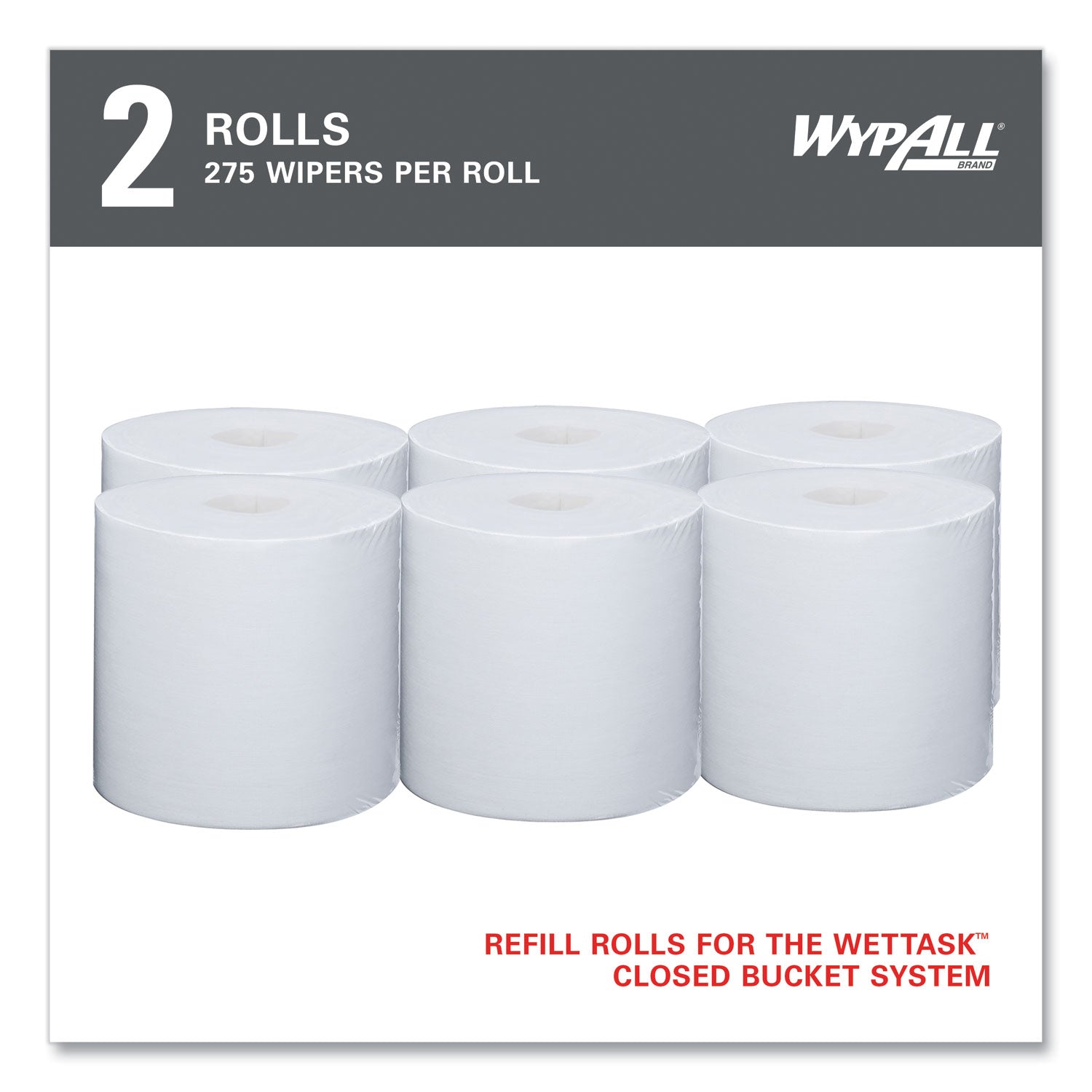 Power Clean Wipers for Solvents WetTask Customizable Wet Wiping System, Wipers Only, 9 x 15, White, 275/Roll, 2 Rolls/Carton - 4