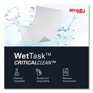Critical Clean Wipers for Bleach, Disinfectants, Sanitizers WetTask Customizable Wet Wiping System, w/Bucket,140/Roll, 6/CT - 