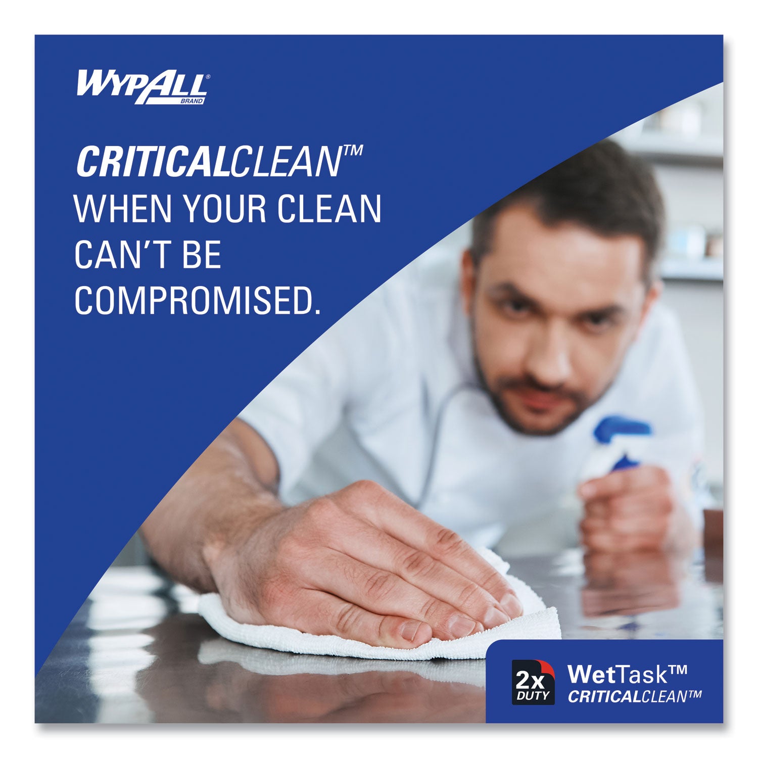 Critical Clean Wipers for Bleach, Disinfectants, Sanitizers WetTask Customizable Wet Wiping System, 90/Roll, 6 Rolls/Carton - 