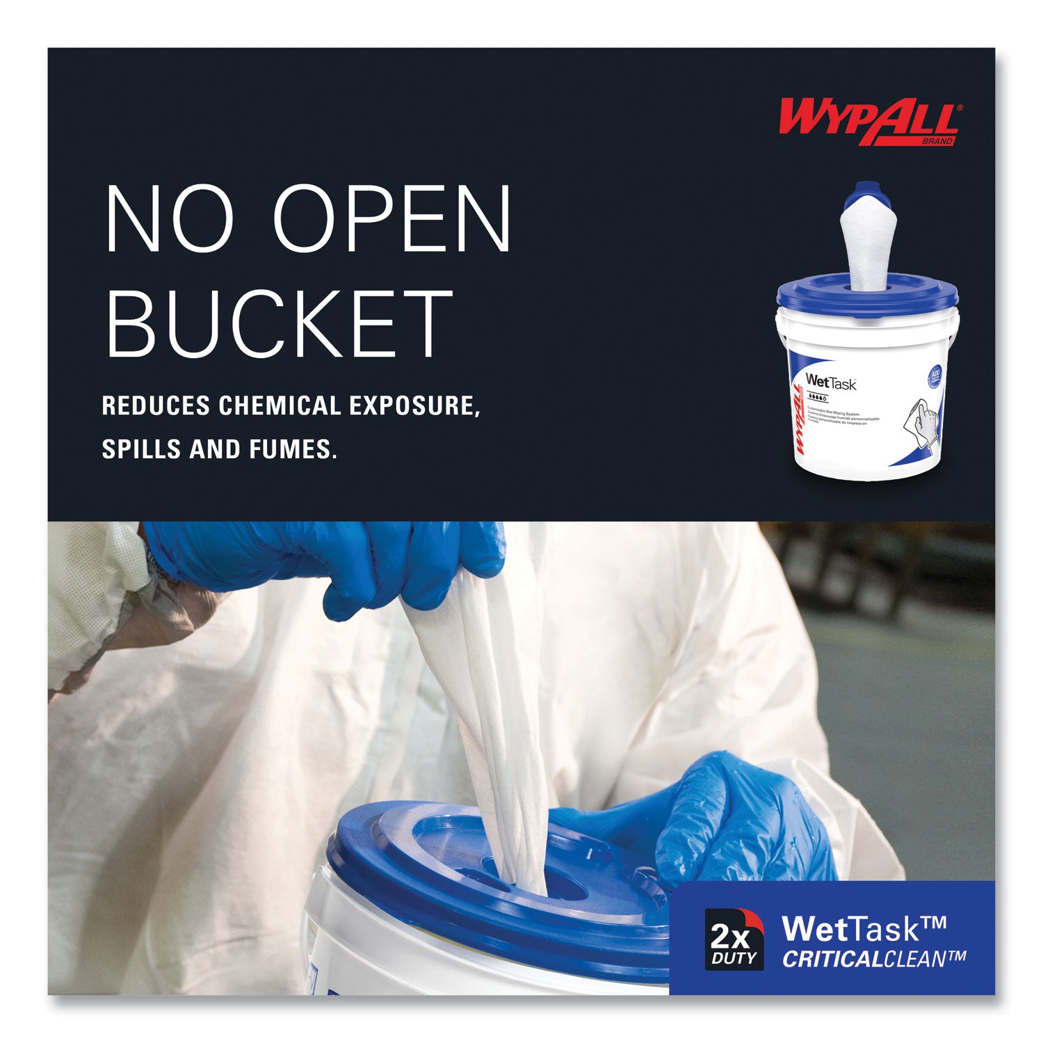 Critical Clean Wipers for Bleach, Disinfectants, Sanitizers WetTask Customizable Wet Wiping System, 90/Roll, 6 Rolls/Carton - 