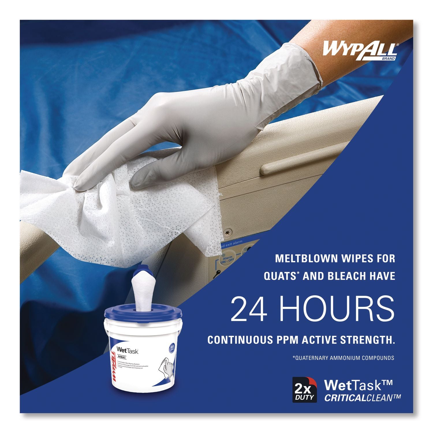 Critical Clean Wipers for Bleach, Disinfectants, Sanitizers WetTask Customizable Wet Wiping System, 90/Roll, 6 Rolls/Carton