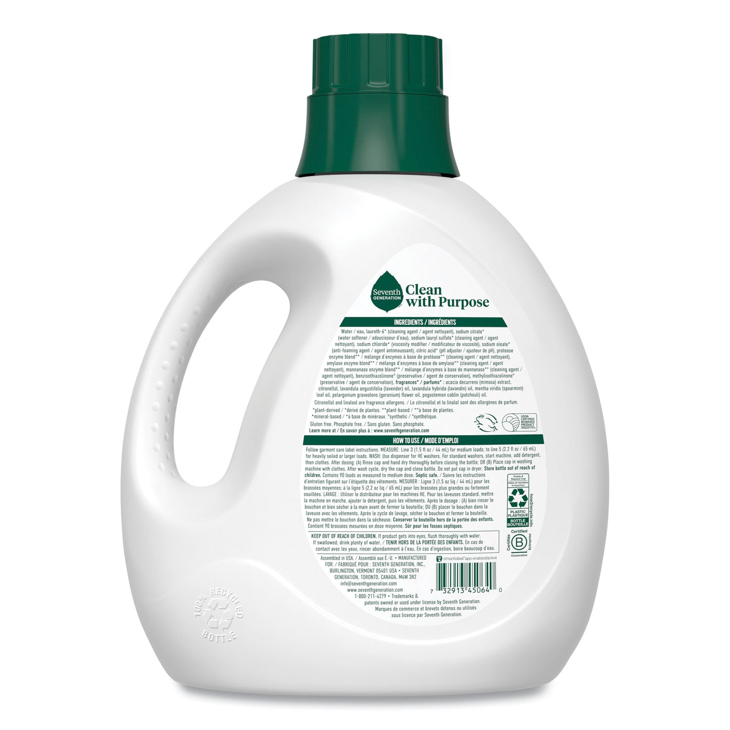 Natural Liquid Laundry Detergent, Fresh Lavender Scent, 135 oz Bottle