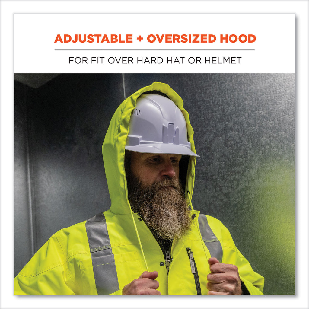 GloWear 8275 Class 2 Heavy-Duty Hi-Vis Workwear Sherpa Lined Jacket, Medium, Lime, Ships in 1-3 Business Days