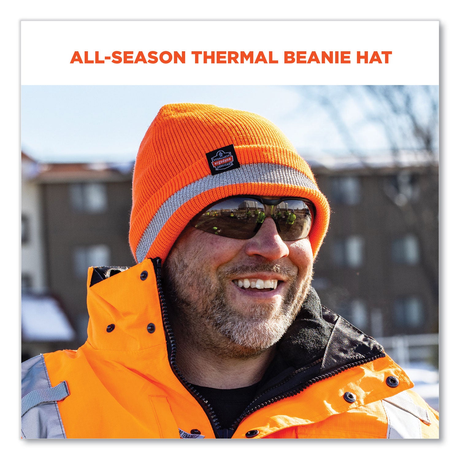 N-Ferno 6803 Reflective Rib Knit Winter Hat, One Size Fits Most, Orange, Ships in 1-3 Business Days