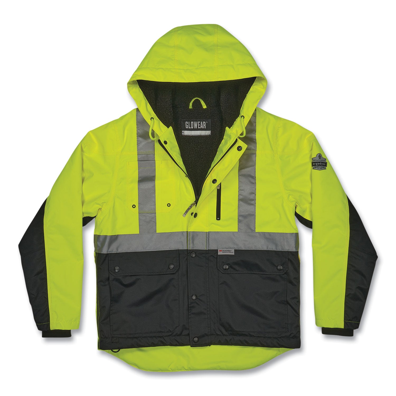 glowear-8275-class-2-heavy-duty-hi-vis-workwear-sherpa-lined-jacket-x-large-lime-ships-in-1-3-business-days_ego23975 - 1