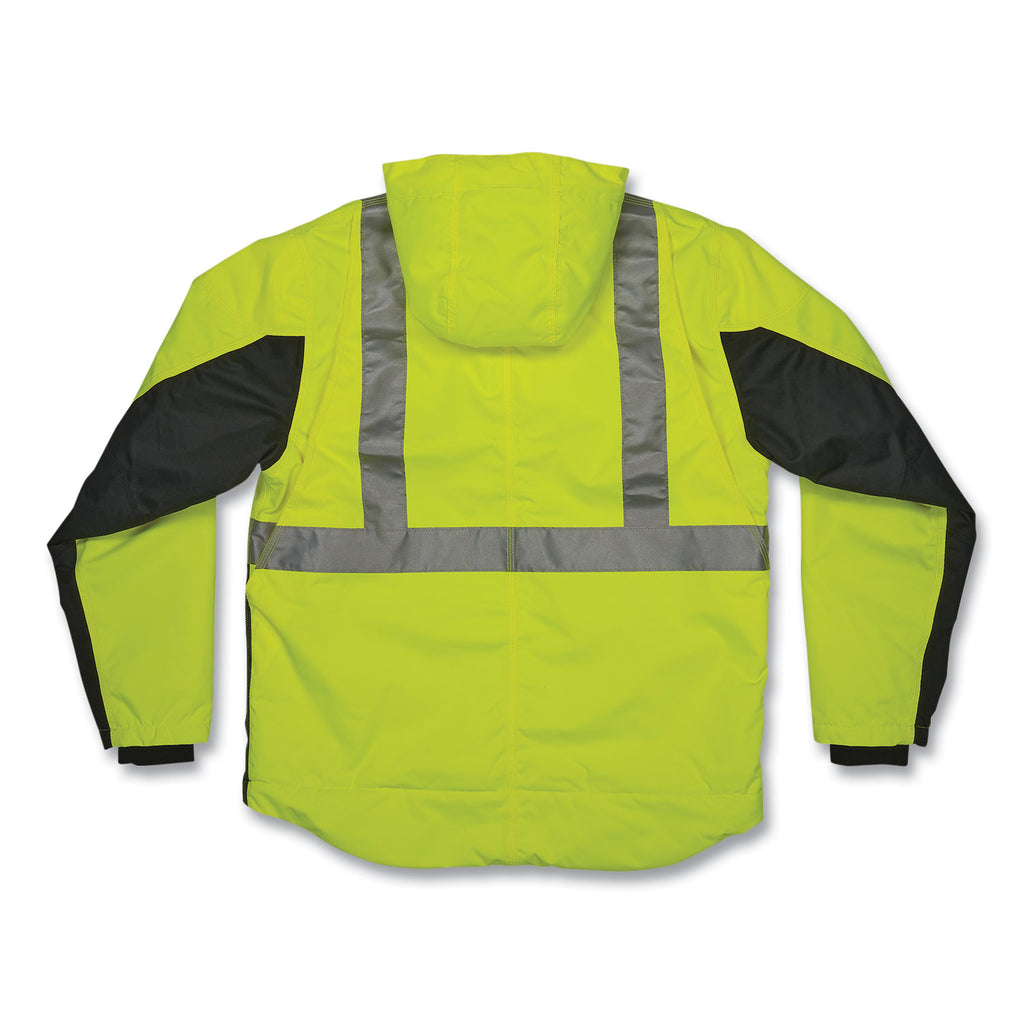 GloWear 8275 Class 2 Heavy-Duty Hi-Vis Workwear Sherpa Lined Jacket, Small, Lime, Ships in 1-3 Business Days