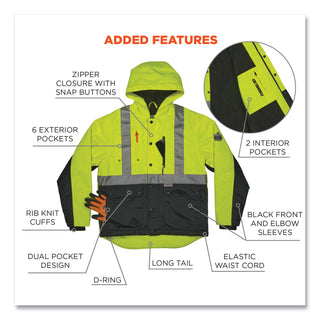 GloWear 8275 Class 2 Heavy-Duty Hi-Vis Workwear Sherpa Lined Jacket, Large, Lime, Ships in 1-3 Business Days