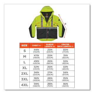 GloWear 8275 Class 2 Heavy-Duty Hi-Vis Workwear Sherpa Lined Jacket, Medium, Lime, Ships in 1-3 Business Days