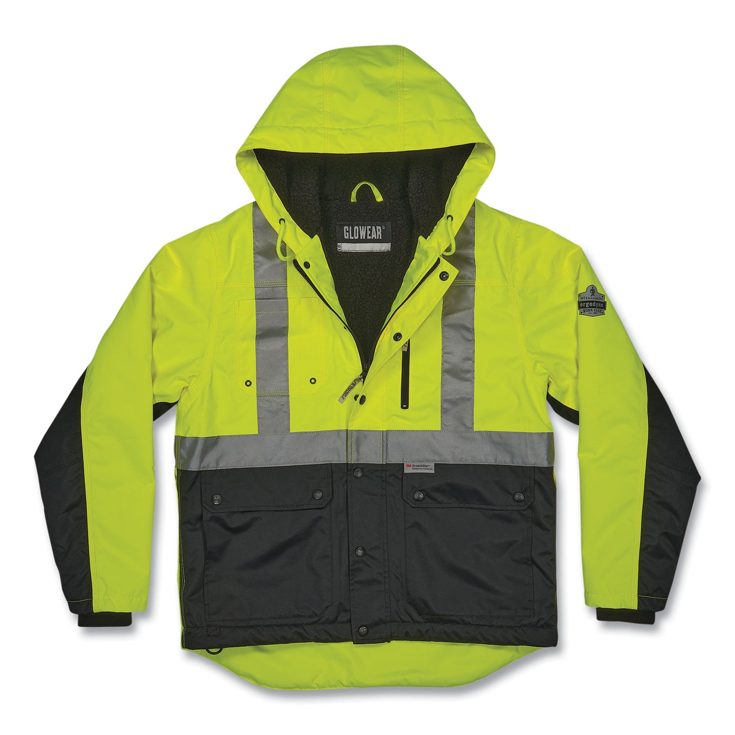 glowear-8275-class-2-heavy-duty-hi-vis-workwear-sherpa-lined-jacket-medium-lime-ships-in-1-3-business-days_ego23973 - 1