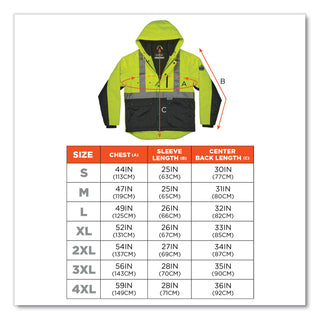 GloWear 8275 Class 2 Heavy-Duty Hi-Vis Workwear Sherpa Lined Jacket, 3X-Large, Lime, Ships in 1-3 Business Days