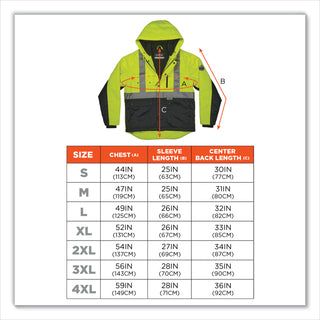 GloWear 8275 Class 2 Heavy-Duty Hi-Vis Workwear Sherpa Lined Jacket, Large, Lime, Ships in 1-3 Business Days