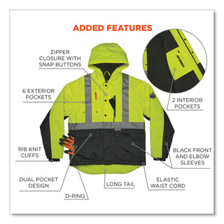 GloWear 8275 Class 2 Heavy-Duty Hi-Vis Workwear Sherpa Lined Jacket, X-Large, Lime, Ships in 1-3 Business Days