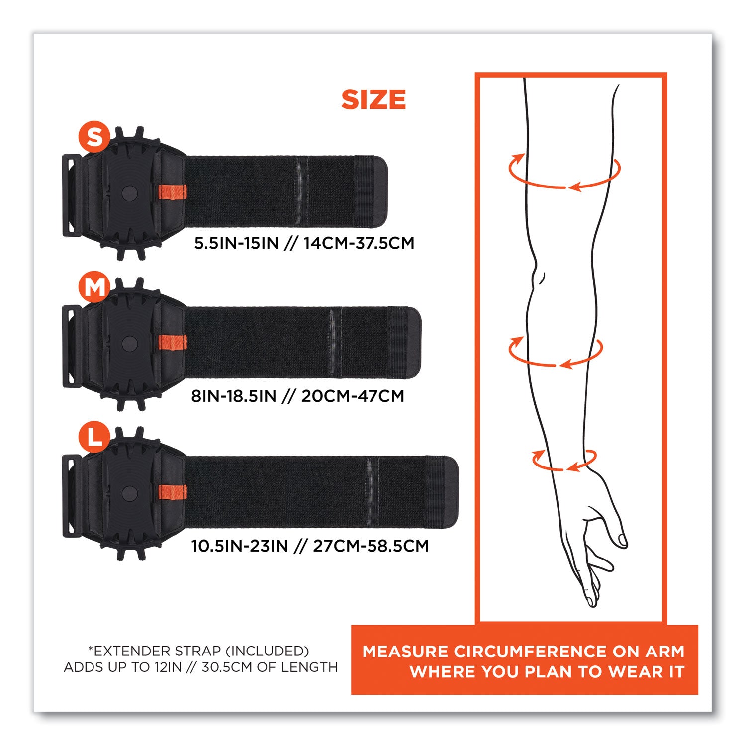 Squids 5545 Arm and Wrist Scanner Mount, Medium, 7 x 8.5 x 1.5, Elastic, Black, Ships in 1-3 Business Days