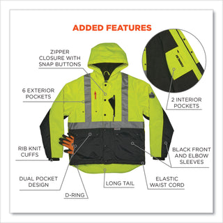 GloWear 8275 Class 2 Heavy-Duty Hi-Vis Workwear Sherpa Lined Jacket, 2X-Large, Lime, Ships in 1-3 Business Days