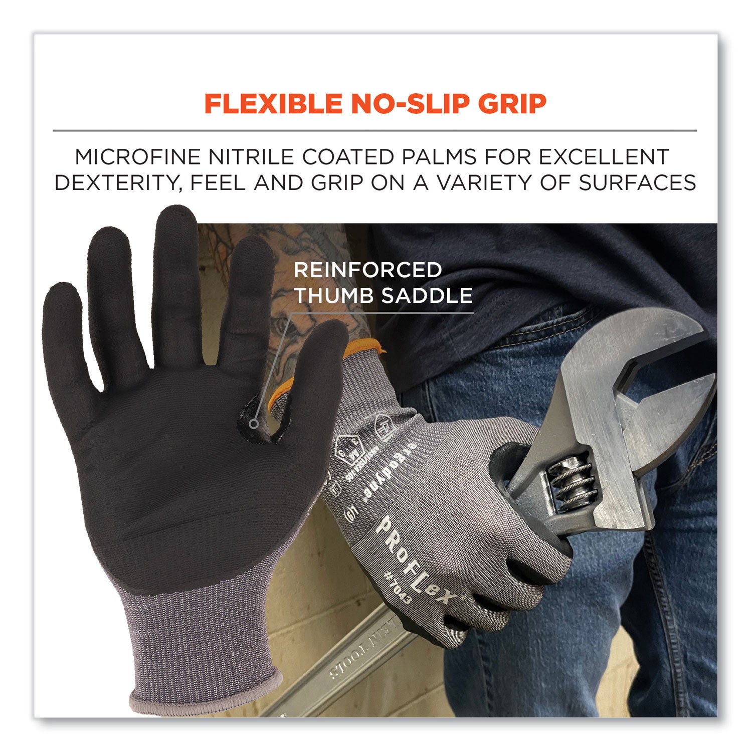 ProFlex 7043 ANSI A4 Nitrile Coated CR Gloves, Gray, 2X-Large, 1 Pair, Ships in 1-3 Business Days