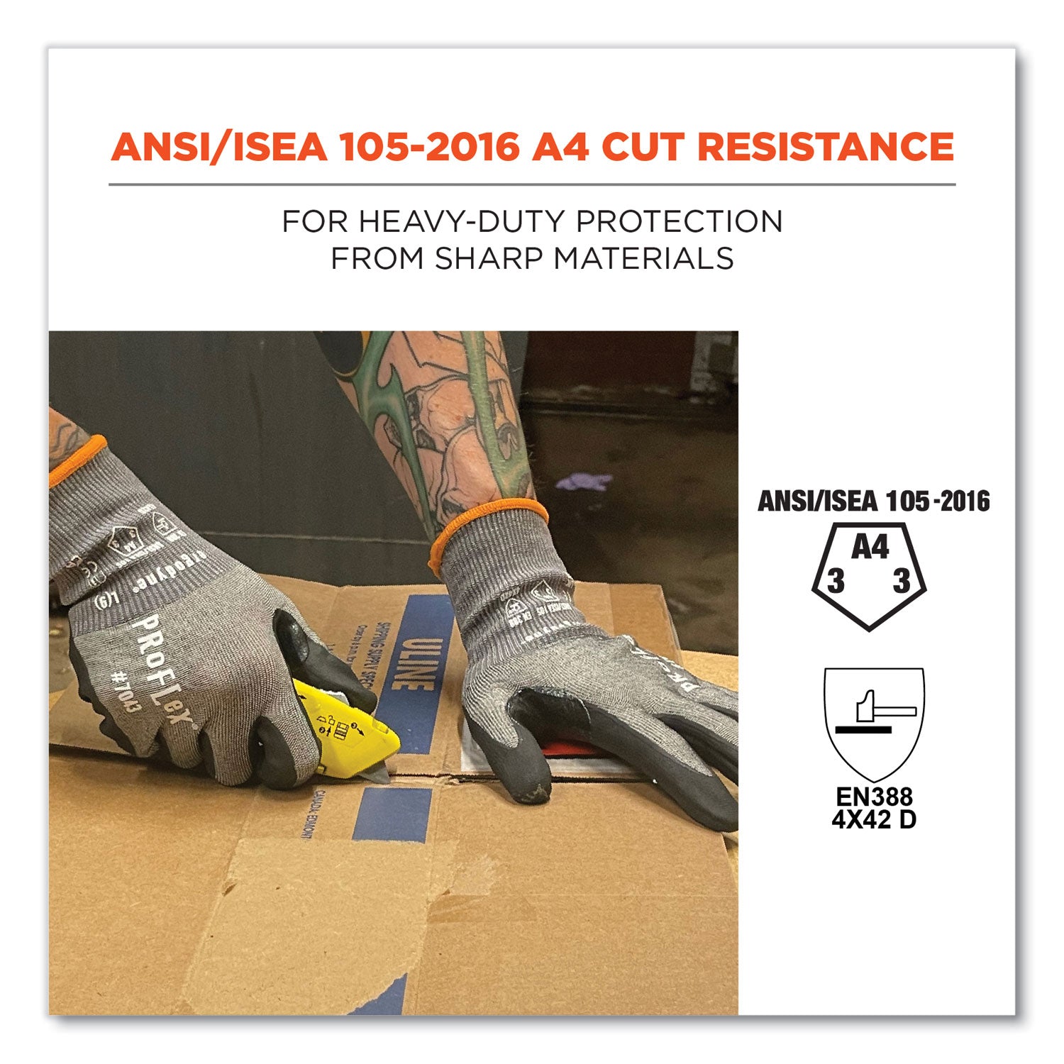 ProFlex 7043 ANSI A4 Nitrile Coated CR Gloves, Gray, X-Large, 12 Pairs, Ships in 1-3 Business Days