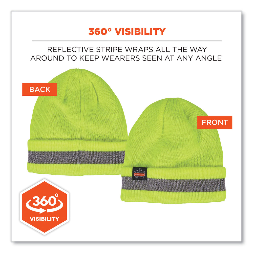 N-Ferno 6803 Reflective Rib Knit Winter Hat, One Size Fits Most, Lime, Ships in 1-3 Business Days