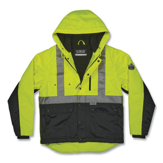 GloWear 8275 Class 2 Heavy-Duty Hi-Vis Workwear Sherpa Lined Jacket, Small, Lime, Ships in 1-3 Business Days