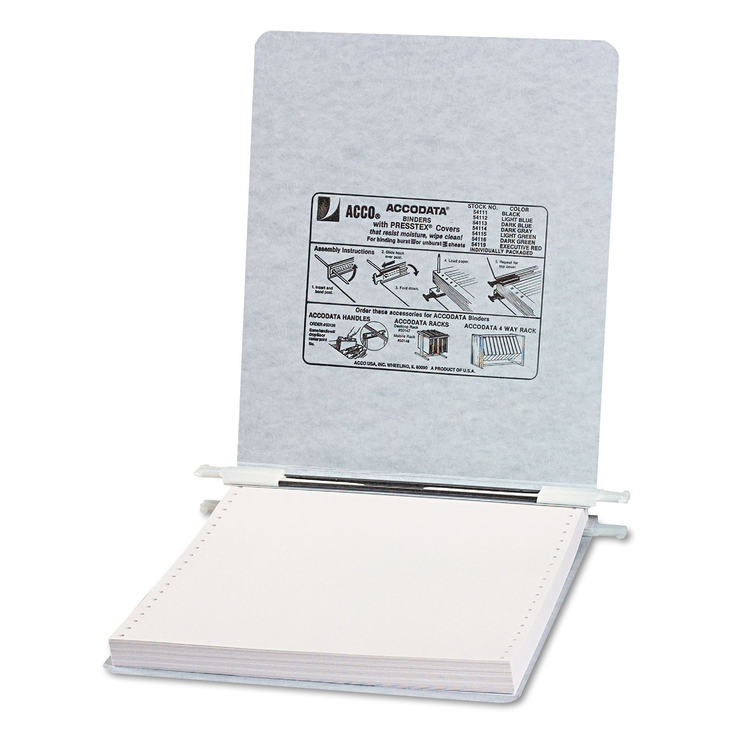 PRESSTEX Covers with Storage Hooks, 2 Posts, 6" Capacity, 9.5 x 11, Light Gray - 