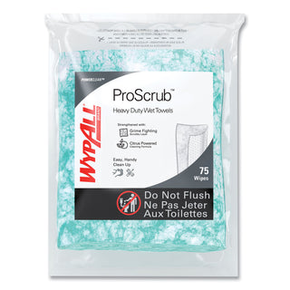 Power Clean ProScrub Pre-Saturated Wipes, 12 x 9.5, Citrus Scent, Green, 75/Pack, 6 Packs/Carton