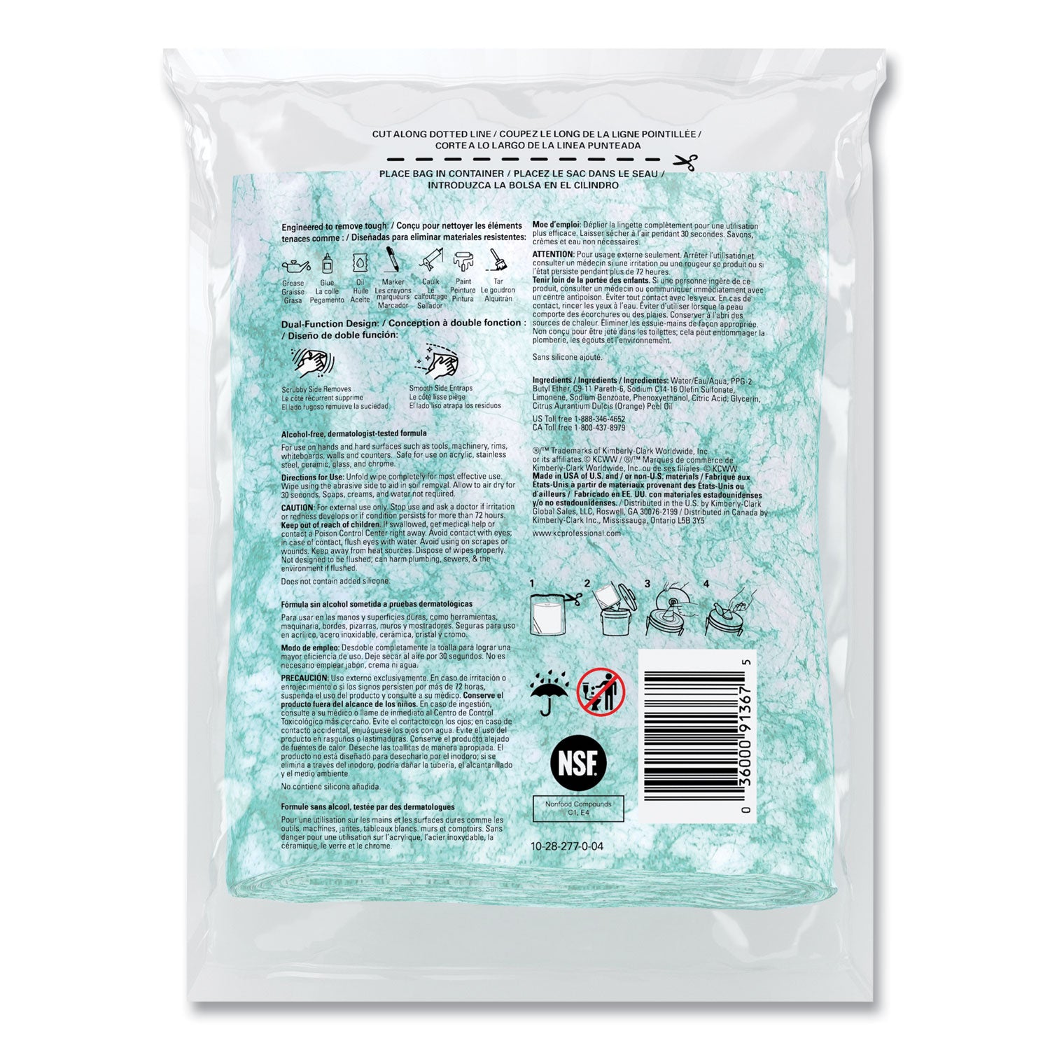 Power Clean ProScrub Pre-Saturated Wipes, 12 x 9.5, Citrus Scent, Green, 75/Pack, 6 Packs/Carton