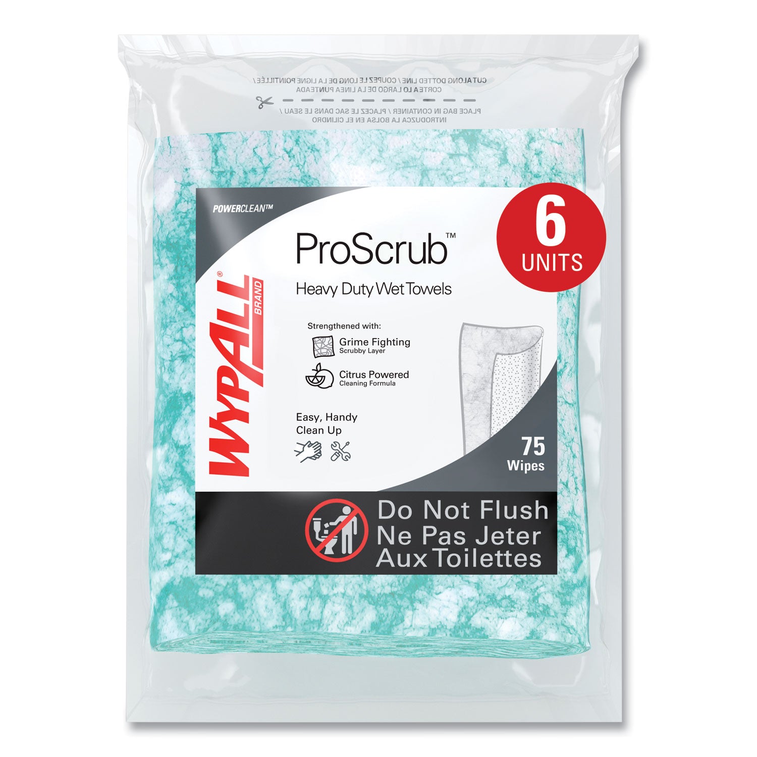 power-clean-proscrub-pre-saturated-wipes-12-x-95-citrus-scent-green-75-pack-6-packs-carton_kcc91367ct - 6