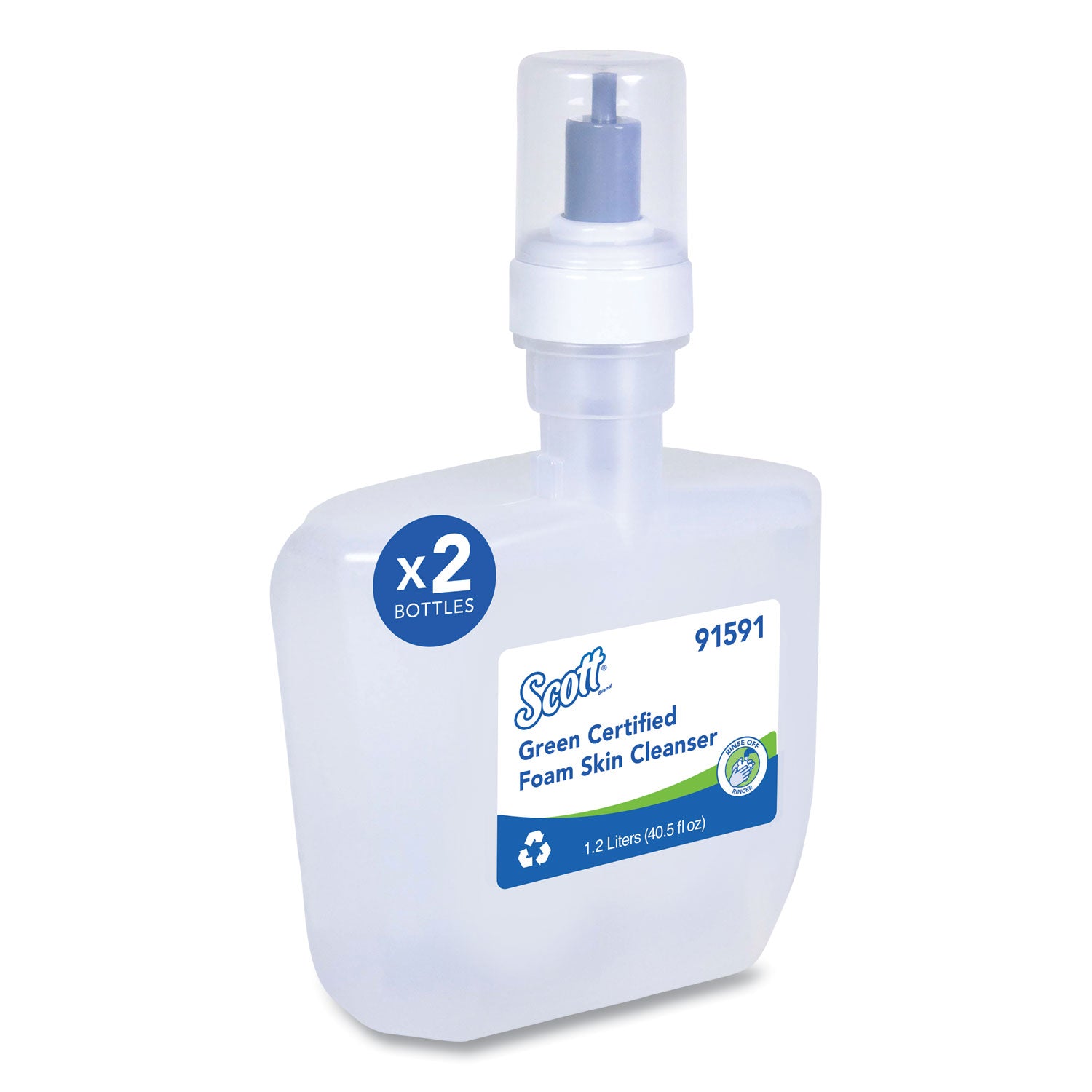 Essential Green Certified Foam Skin Cleanser, Unscented, 1,200 mL, 2/Carton