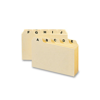 Manila Card Guides, 1/5-Cut Top Tab, A to Z, 3 x 5, Manila, 25/Set