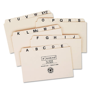 Manila Card Guides, 1/5-Cut Top Tab, A to Z, 3 x 5, Manila, 25/Set