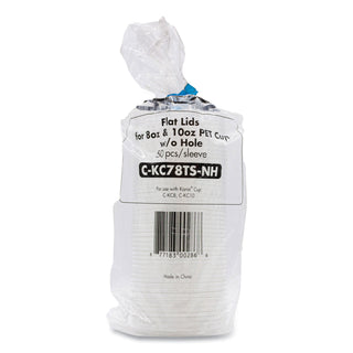 PET Lids, Fits 8 oz to 10 oz Cold Cups, No Hole Flat Lid, Clear, 1,000/Carton