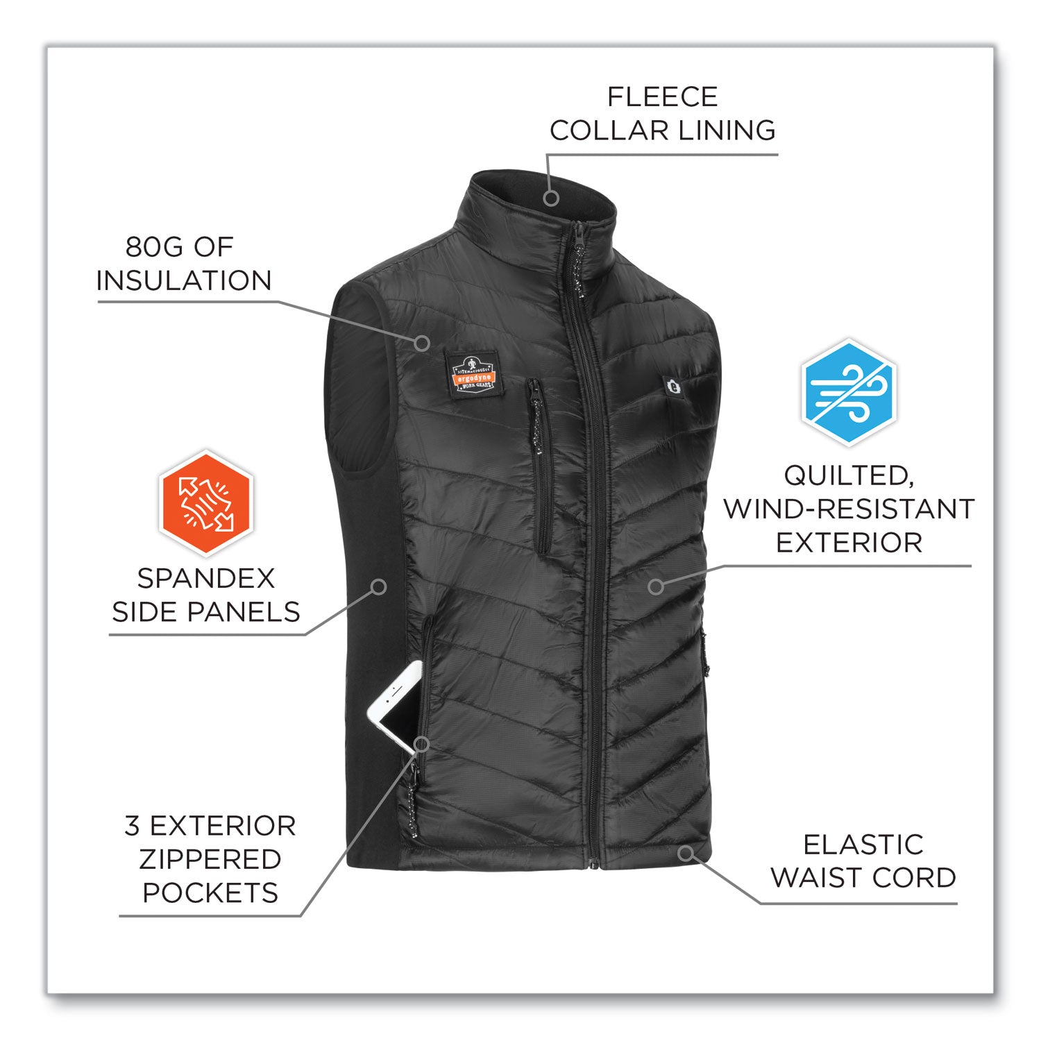n-ferno-6495-rechargeable-heated-vest-with-battery-power-bank-fleece-polyester-3x-large-black-ships-in-1-3-business-days_ego41706 - 5
