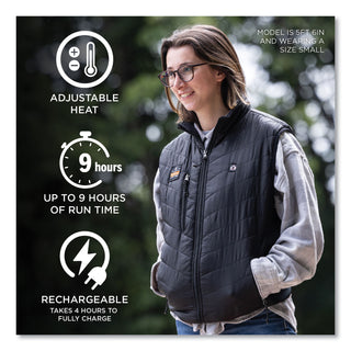 N-Ferno 6495 Rechargeable Heated Vest with Batter Power Bank, Fleece/Polyester, Small, Black, Ships in 1-3 Business Days