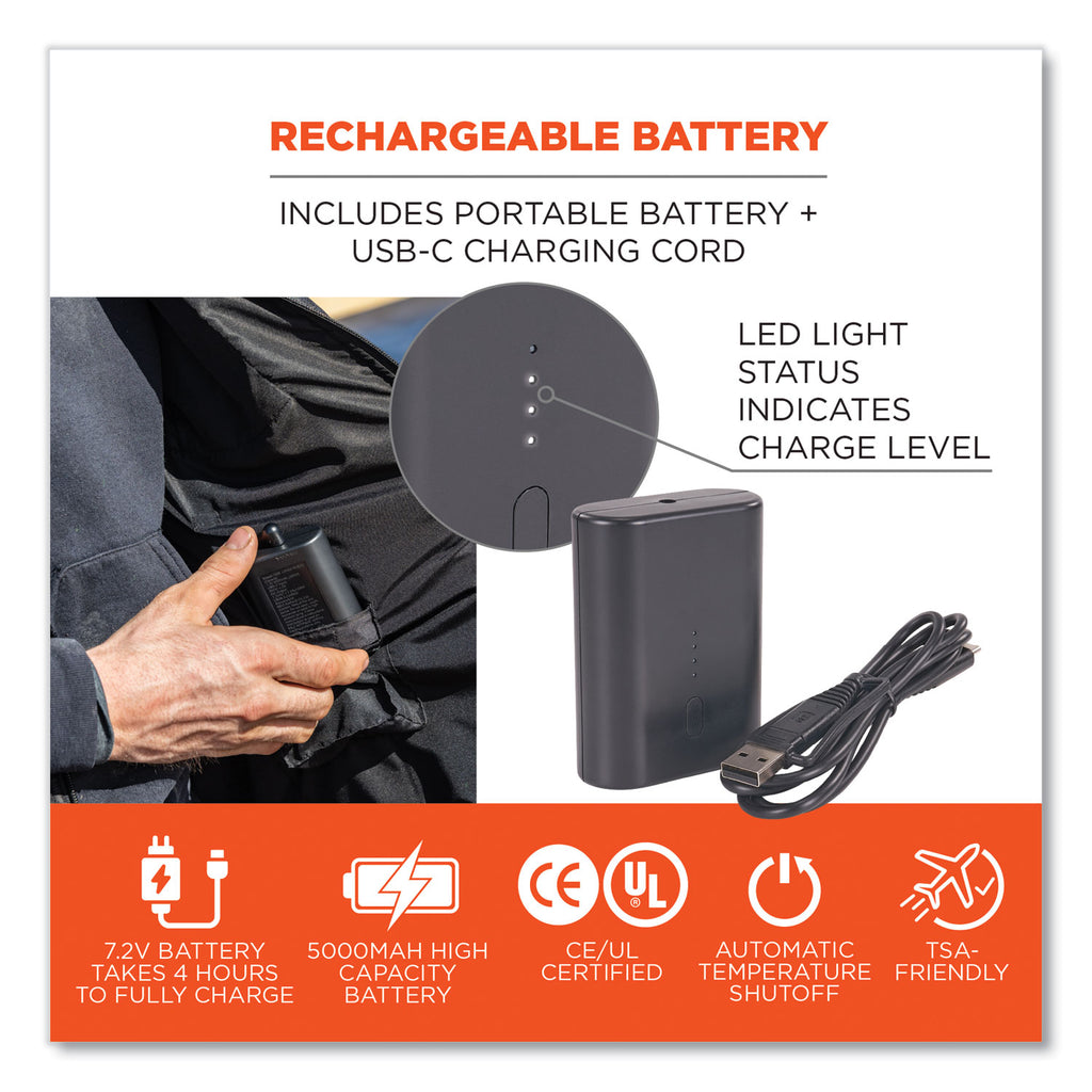 N-Ferno 6495 Rechargeable Heated Vest with Battery Power Bank, Fleece/Polyester, 4X-Large, Black, Ships in 1-3 Business Days