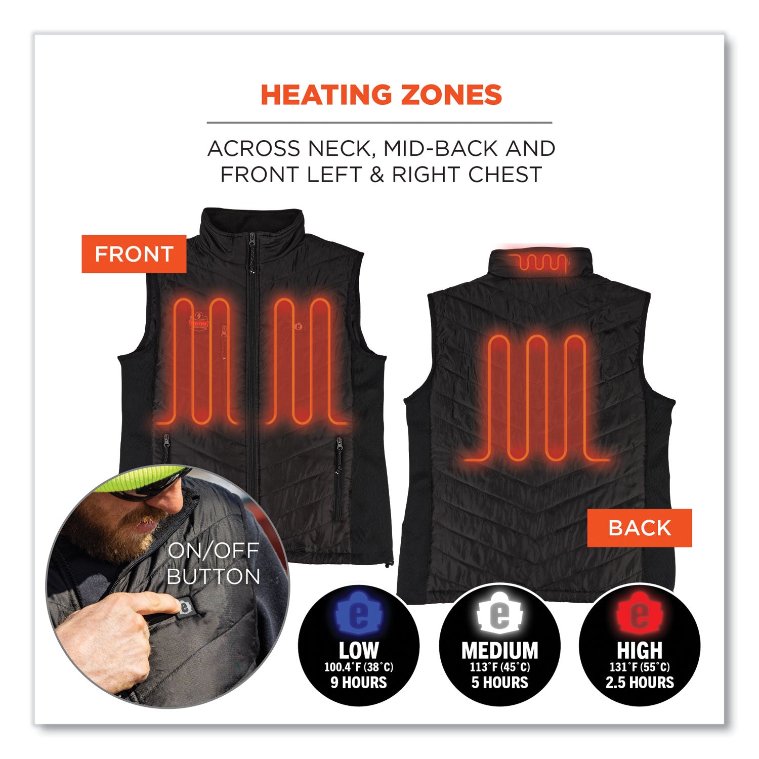 N-Ferno 6495 Rechargeable Heated Vest with Batter Power Bank, Fleece/Polyester, Small, Black, Ships in 1-3 Business Days