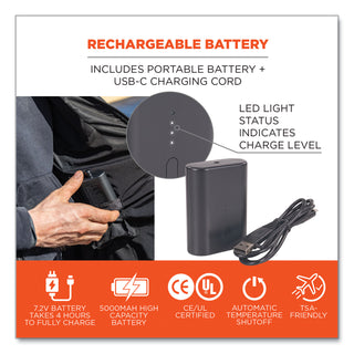 N-Ferno 6495 Rechargeable Heated Vest with Battery Power Bank, Fleece/Polyester, 3X-Large, Black, Ships in 1-3 Business Days
