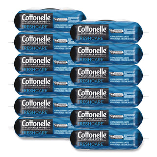 Fresh Care Flushable Cleansing Cloths, 1-Ply, 3.75 x 5.5, White, 42/Pack