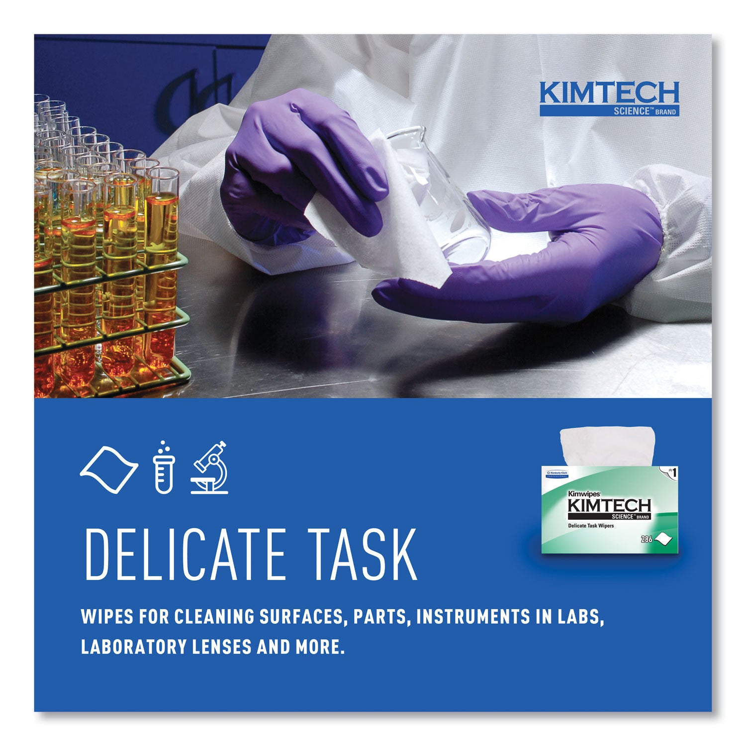 Kimwipes Delicate Task Wipers, 1-Ply, 4.4 x 8.4, Unscented, White, 280/Box, 30 Boxes/Carton - 
