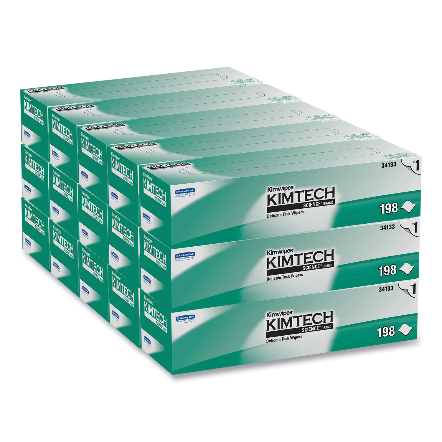 Kimwipes Delicate Task Wipers, 1-Ply, 11.8 x 11.8, Unscented, White, 198/Box, 15 Boxes/Carton - 