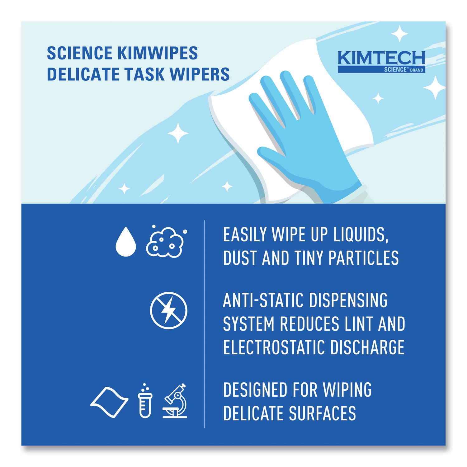 Kimwipes Delicate Task Wipers, 1-Ply, 11.8 x 11.8, Unscented, White, 198/Box, 15 Boxes/Carton - 