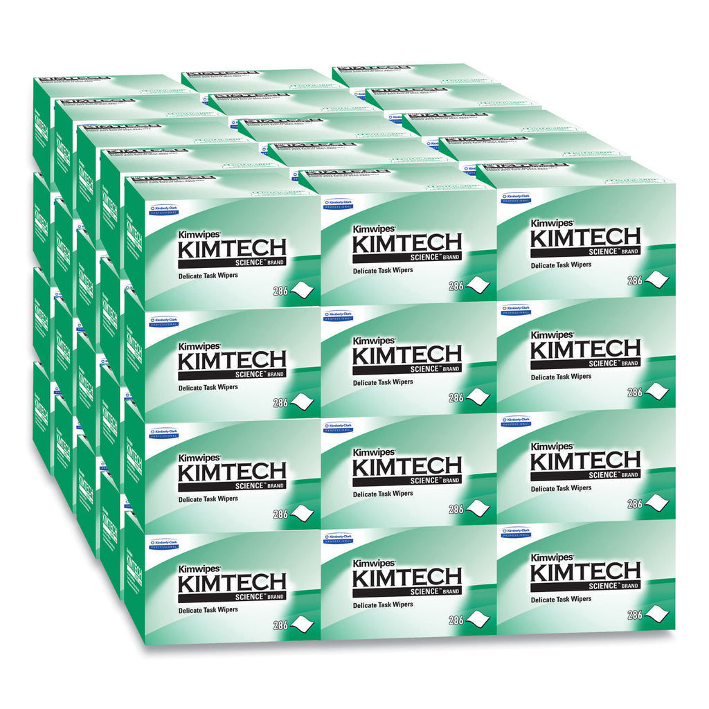 Kimwipes, Delicate Task Wipers, 1-Ply, 4.4 x 8.4, Unscented, White, 286/Box, 60 Boxes/Carton - 