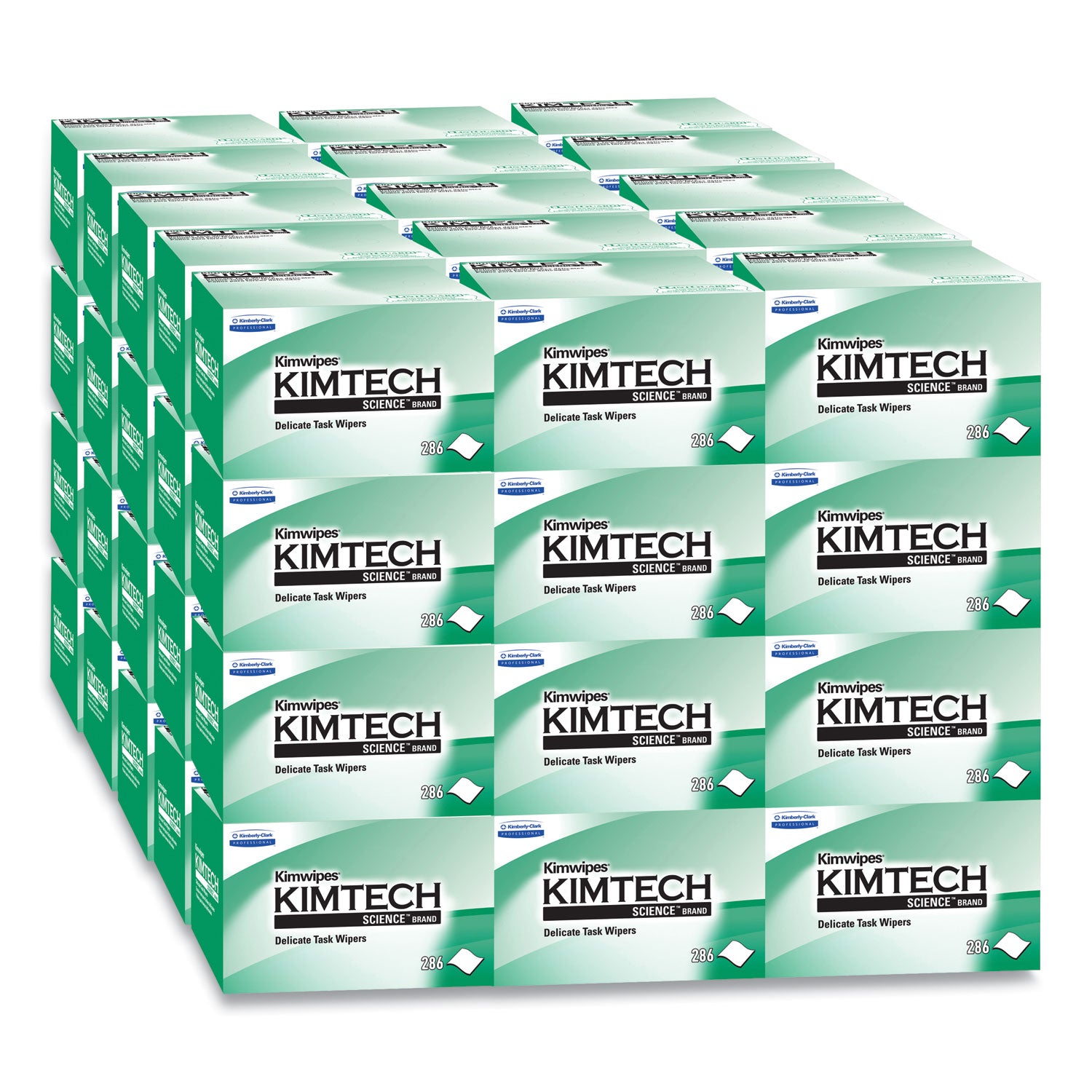 Kimwipes, Delicate Task Wipers, 1-Ply, 4.4 x 8.4, Unscented, White, 286/Box, 60 Boxes/Carton - 