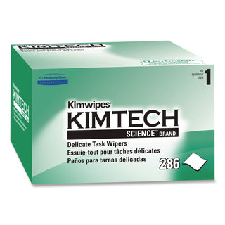 Kimwipes, Delicate Task Wipers, 1-Ply, 4.4 x 8.4, Unscented, White, 286/Box, 60 Boxes/Carton