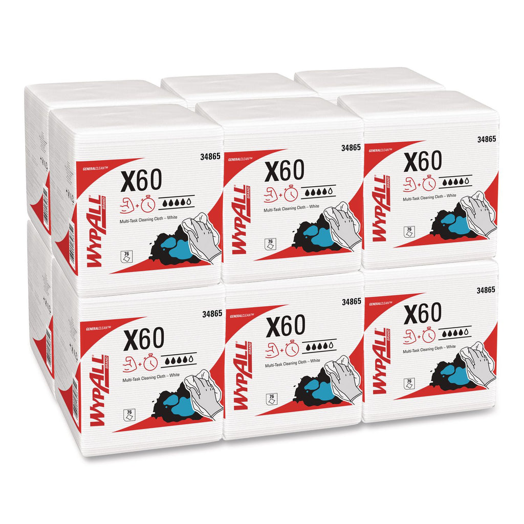 General Clean X60 Cloths, 1/4 Fold, 12.5 x 13, White, 76/Box, 12 Boxes/Carton