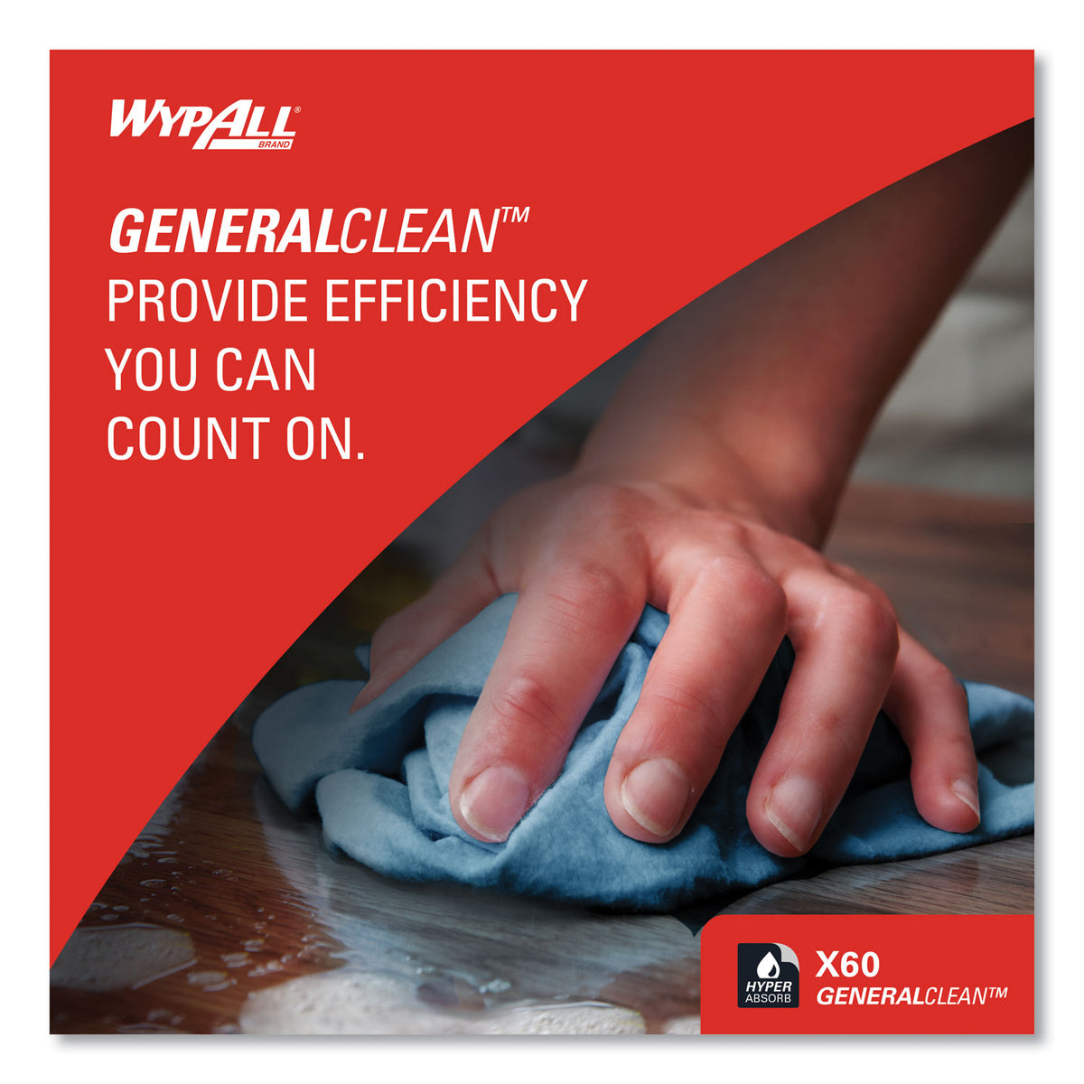General Clean X60 Cloths, Jumbo Roll, 12.5 x 13.4, Blue, 1,100/Roll
