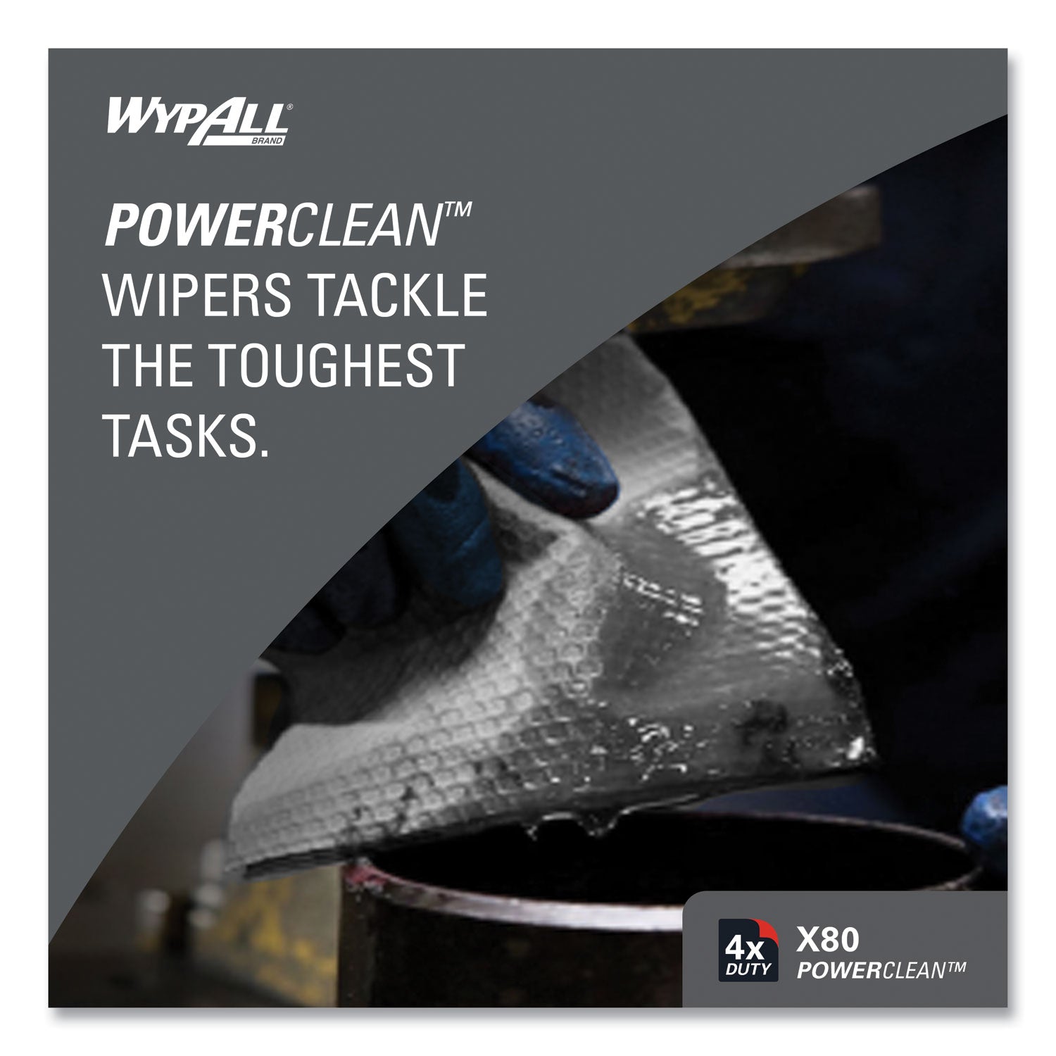 Power Clean X80 Heavy Duty Cloths, 1/4 Fold, 12.5 x 12, White, 50/Box, 4 Boxes/Carton - 