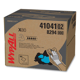 Power Clean X80 Heavy Duty Cloths, 11.1 x 16.8, Blue, 160 Wipers/Carton - 