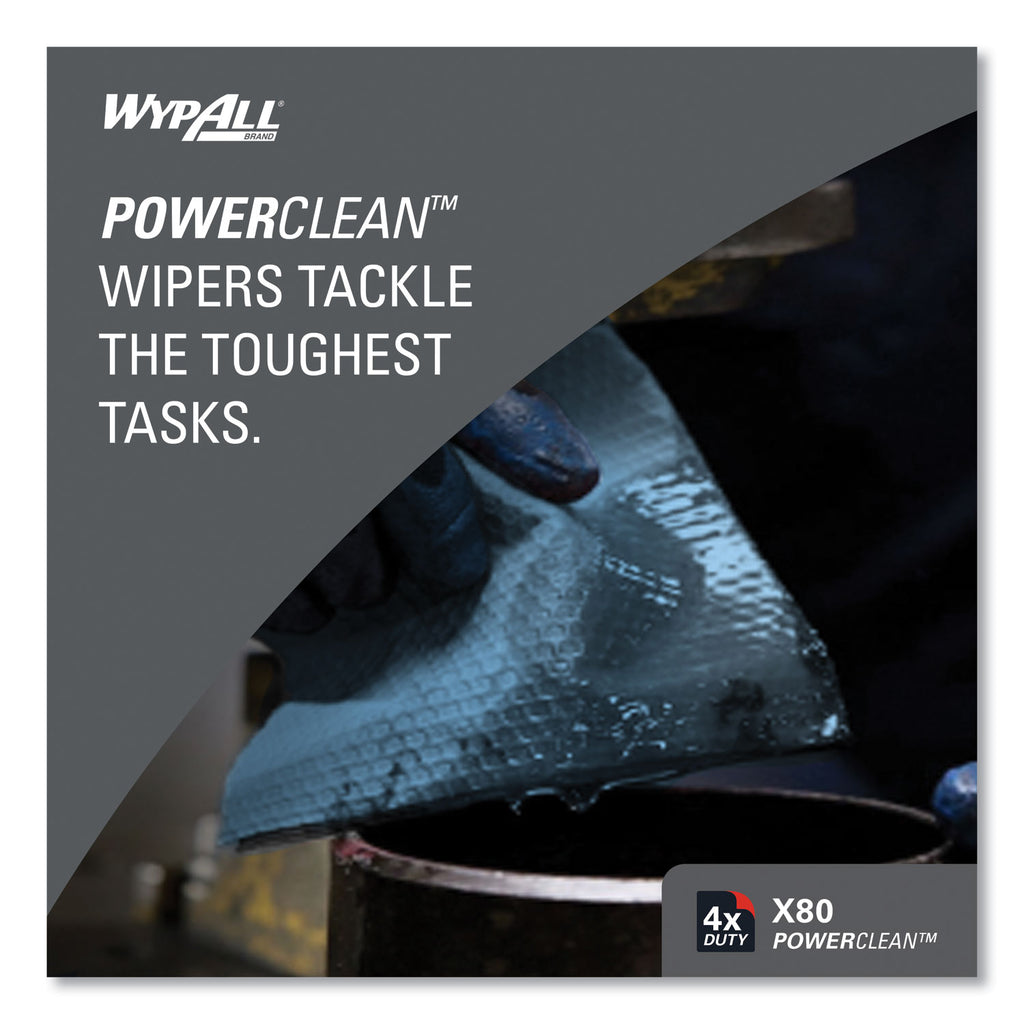 Power Clean X80 Heavy Duty Cloths, 11.1 x 16.8, Blue, 160 Wipers/Carton - 